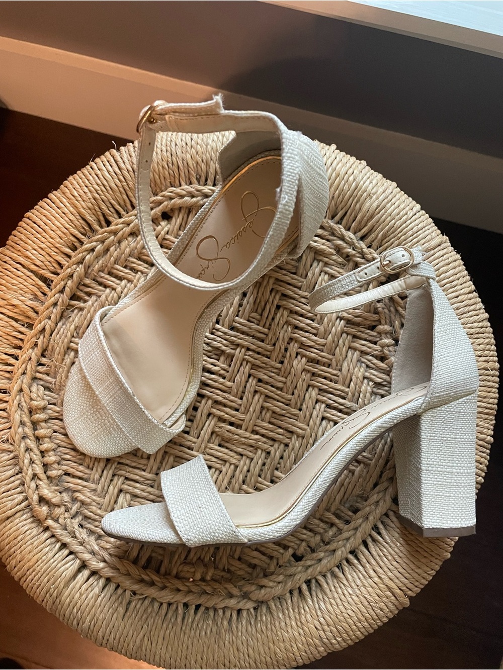 Jessica Simpson Natural Woven Heels
